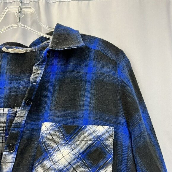 Hem & Thread Womens Button Up Multicolor Plaid Long Sleeve Top Size Medium - Picture 3 of 8